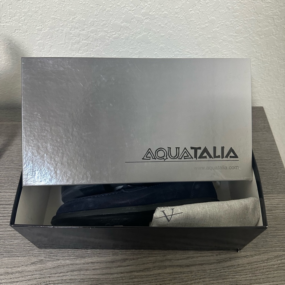 Aquatalia Blue Suede Leather Loafers